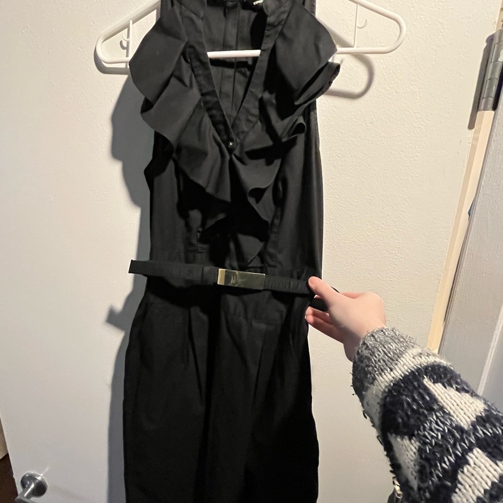 Express Black Sleeveless Belted Dress